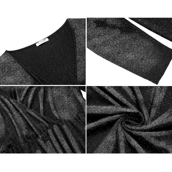 IN'VOLAND Glitter Cocktail V-neck Dress - Picture 6 of 9